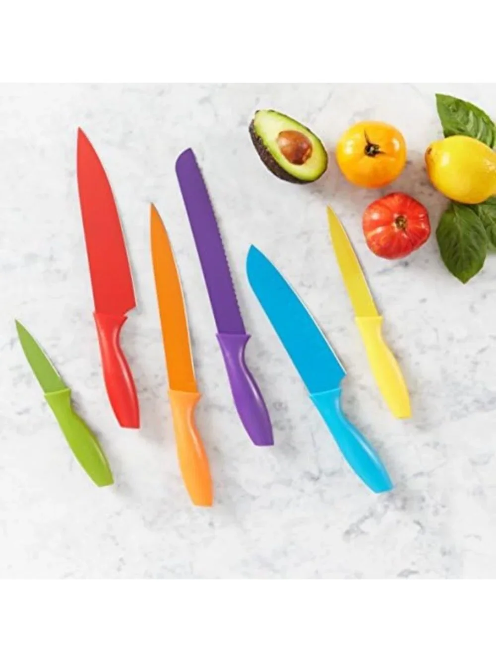 Color-Coded Kitchen Knife Set, 12-Piece, Dishwasher Safe, Ergonomic Handles